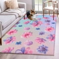 thumbnail image 1 of 3'x5' Rug for Living Room Bedroom, Spring Floral Washable Area Rugs Non-Slip Carpet Mats, Purple Pink Blue Flower Summer Botanical Indoor Low Pile Area Rug Runner for Kitchen, Mudroom, 1 of 8