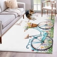 thumbnail image 1 of 3'x5' Rug for Living Room Bedroom, Spring Washable Area Rugs Non-Slip Carpet Mats, Farmhouse Bicycle Botanical Floral Flowers Indoor Low Pile Area Rug Runner for Kitchen, Mudroom, 1 of 8