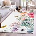 thumbnail image 1 of 3'x5' Rug for Living Room Bedroom, Summer Tropical Washable Area Rugs Non-Slip Carpet Mats, Watercolor Palm Leaves Butterfly Flower Indoor Low Pile Area Rug Runner for Kitchen, Mudroom, 1 of 8