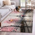 thumbnail image 1 of 3'x5' Rug for Living Room Bedroom, Valentine's Day Washable Area Rugs Non-Slip Carpet Mats, Couples Flowers Rainy Tower Romantic Pink Indoor Low Pile Area Rug Runner for Kitchen, Mudroom, 1 of 8