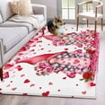 thumbnail image 1 of 3'x5' Rug for Living Room Bedroom, Valentine's Day Washable Area Rugs Non-Slip Carpet Mats, Pink Love Gnomes Roses Romantic White Indoor Low Pile Area Rug Runner for Kitchen, Mudroom, 1 of 8
