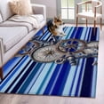thumbnail image 1 of 3'x5' Rug for Living Room Bedroom, Vintage Anchor Nautical Washable Area Rugs Non-Slip Carpet Mats, Coastal Blue Striped Indoor Low Pile Area Rug Runner for Kitchen, Mudroom, 1 of 8