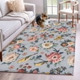 thumbnail image 1 of 3'x5' Rug for Living Room Bedroom, Vintage Spring Floral Washable Area Rugs Non-Slip Carpet Mats, Farmhouse Flowers Blue Vintage Indoor Low Pile Area Rug Runner for Kitchen, Mudroom, 1 of 8