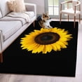 thumbnail image 1 of 3'x5' Rug for Living Room Bedroom, Yellow Sunflowers Washable Area Rugs Non-Slip Carpet Mats, Spring Flowers Modern Simple Art Black Indoor Low Pile Area Rug Runner for Kitchen, Mudroom, 1 of 8