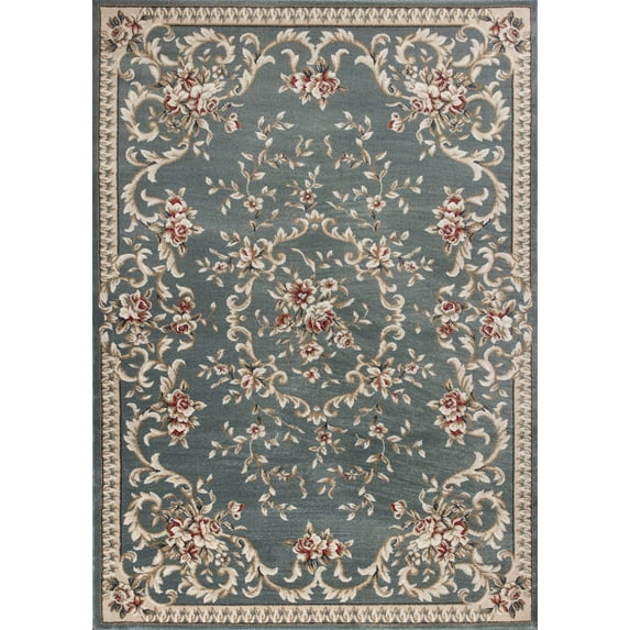 3'x5' Slate Blue Floral Indoor Area Rug