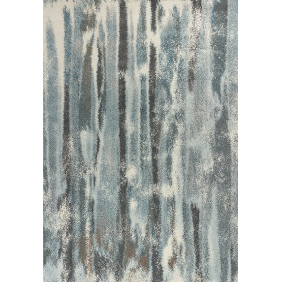 3'x5' Teal Blue Machine Woven Abstract Stripes Indoor Area Rug