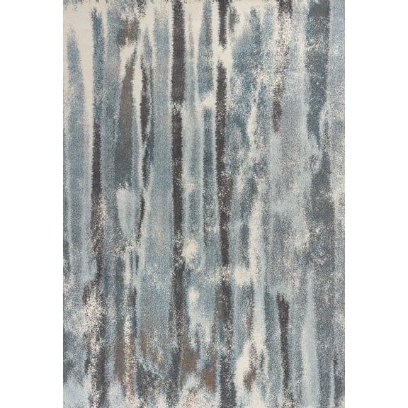 3'x5' Teal Blue Machine Woven Abstract Stripes Indoor Area Rug