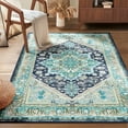 thumbnail image 1 of 3'x5' Area Rugs, Machine Washable Non Slip Area Rug for Kitchen, Soft Low Pile Vintage Print Pattern Indoor Bathroom Thin Carpet, Blue & Green, 1 of 5