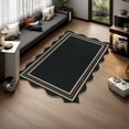thumbnail image 1 of 3'x5' Washable Jute Kitchen Rug – Black Farmhouse Scalloped Entryway Rug, Non Slip Indoor/Outdoor Mat for Kitchen, Bathroom, Porch, 1 of 7