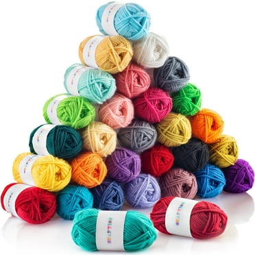 30*0.7 Oz Acrylic Yarn Skeins Unique Colors - Bulk Yarn Kit - 1300 Yards - Perfect for Any Mini Project
