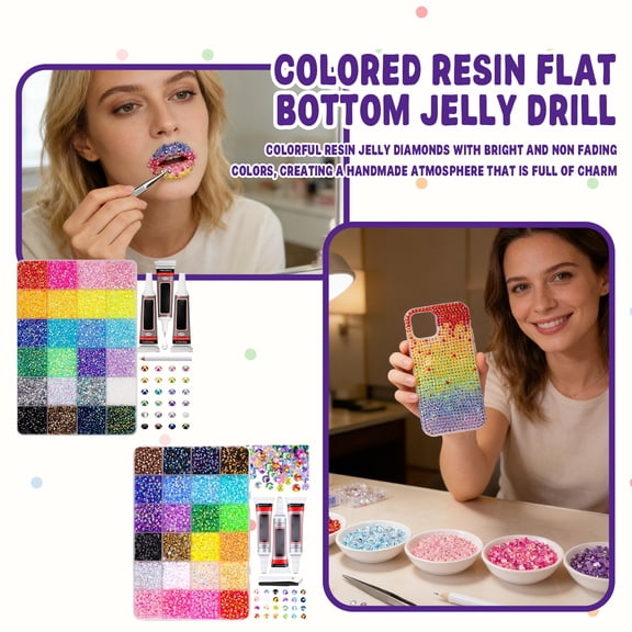 30,000 3mm Multi-Color Crystal Resin Sequins Decoration Kit – Includes 3 Jewelry Glues, 1 Tweezer & 1 Adhesive Stick. Perfect for Nail Art, Creative Makeup, Phone Case DIY, and Handicrafts.