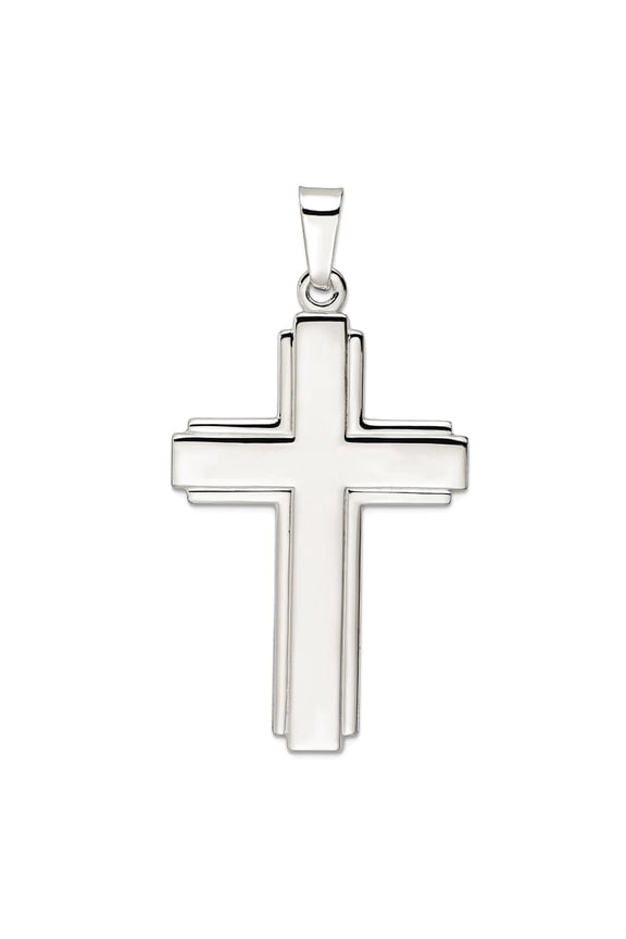 30.07mm 925 Sterling Silver Polished With Edge Lines Large Latin Religious Faith Cross Pendant Necklace Pendant for Wome