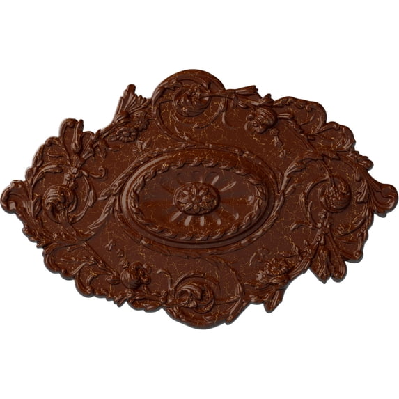 30 1/2"W x 20"H x 1 1/2"P Strasbourg Ceiling Medallion, Hand-Painted Burnished Mahogany Crackle
