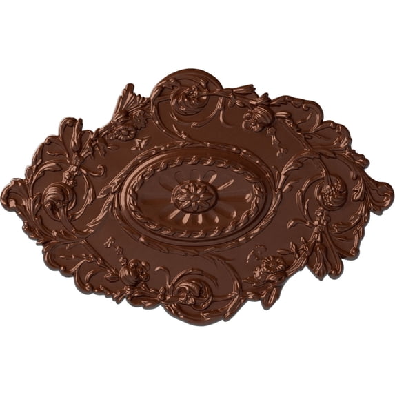 30 1/2"W x 20"H x 1 1/2"P Strasbourg Ceiling Medallion, Hand-Painted Copper Penny
