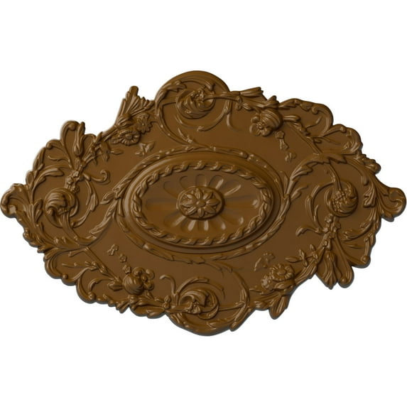 30 1/2"W x 20"H x 1 1/2"P Strasbourg Ceiling Medallion, Hand-Painted Smokey Topaz