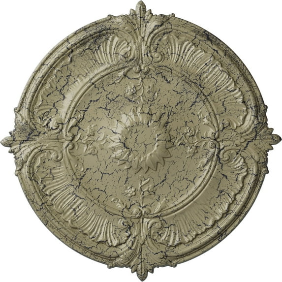 30 1/8"OD x 1 1/2"P Attica Acanthus Leaf Ceiling Medallion (Fits Canopies up to 3 1/4"), Hand-Painted Castle Stone Crackle