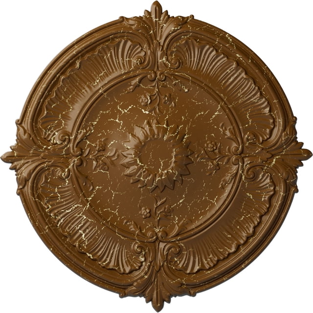 Ekena Millwork 24" Carved Acanthus Leaf Ceiling Medallion – Cherry Wood, Fits Canopies Up To 2 3/8"