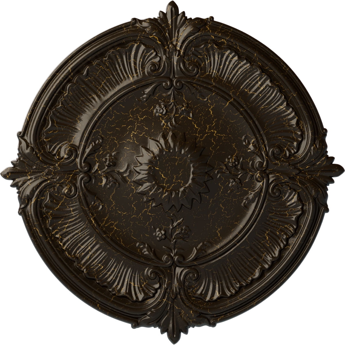 30 1/8"OD x 1 1/2"P Attica Acanthus Leaf Ceiling Medallion (Fits Canopies up to 3 1/4"), Hand-Painted Stone Hearth Crackle