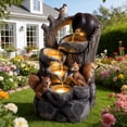 thumbnail image 1 of 30.1" Squirrel & Tree Stump Cascading Water Feature,Outdoor Water Resin Fountain with LED Lights for Patio,Backyard,Porch,Yard,Gray, 1 of 8