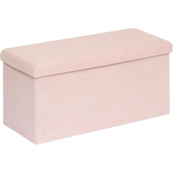 30.1" Storage Ottoman Bench - Foldable Foot Rest Stool Bedroom Bench for Living Room, Entryway-Pink
