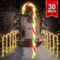 thumbnail image 1 of 30" 10PK 120LED Christmas Candy Cane Pathway Lights Outdoor Yard Decoration 8 Lighting Modes Flashing Outdoor Thicken Lighted Christmas Candy Decor for Garden, 1 of 8