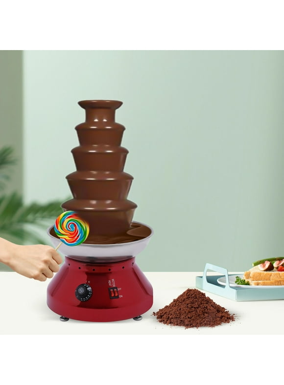 30-110 ℃/ 86-230 °F Chocolate Fountain 230W 5-Tier Commercial Hot Chocolate Fondue Tower Stainless Steel 3000ml/ 7lb