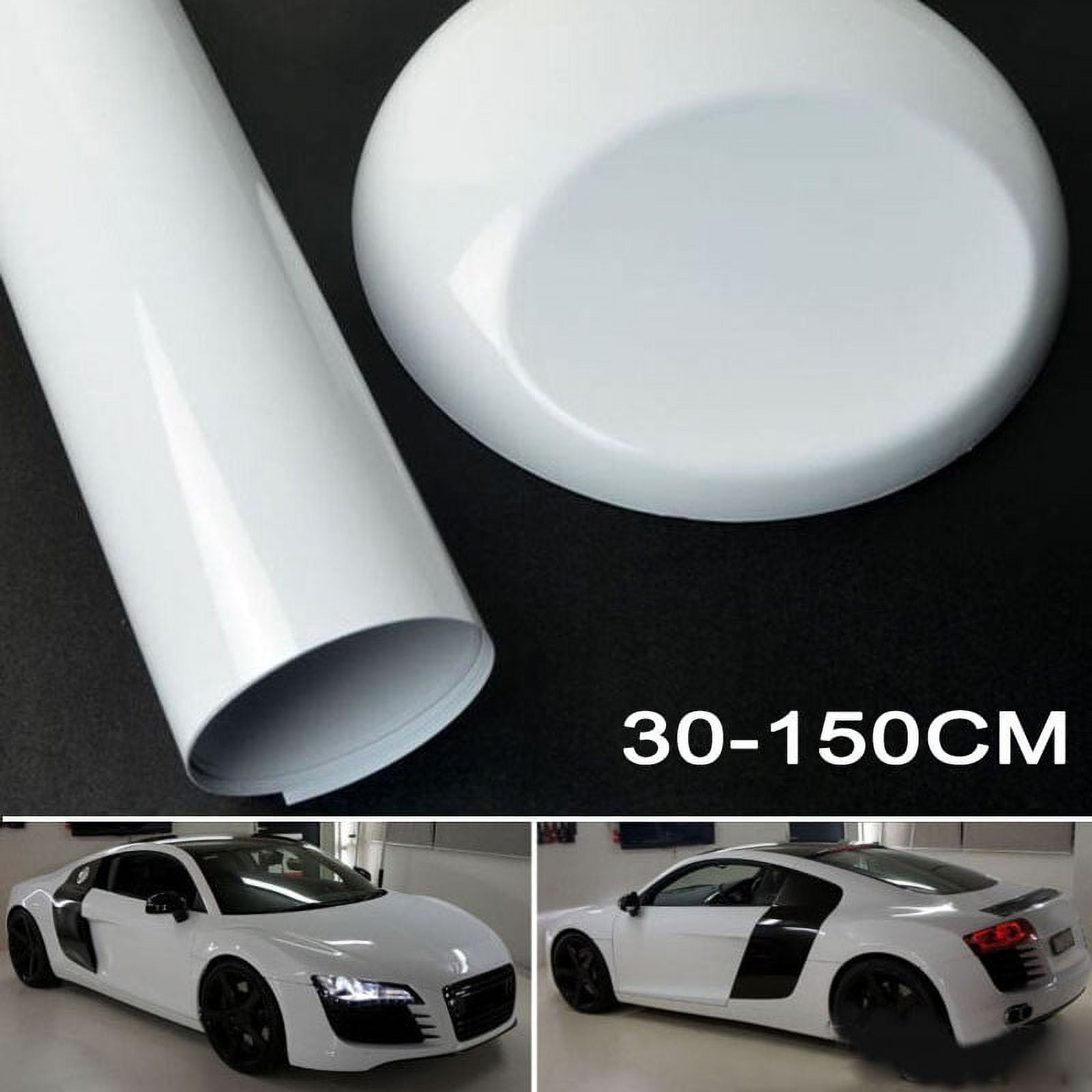 30*150CM Car Gloss White Vinyl Film Wrap Sticker Decal Air Bubble Free ...