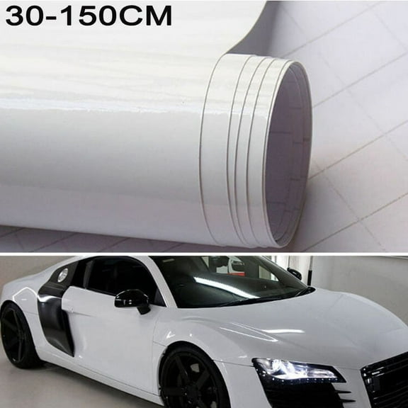 30*150CM Car Gloss White Vinyl Film Wrap Sticker Decal Air Bubble Free