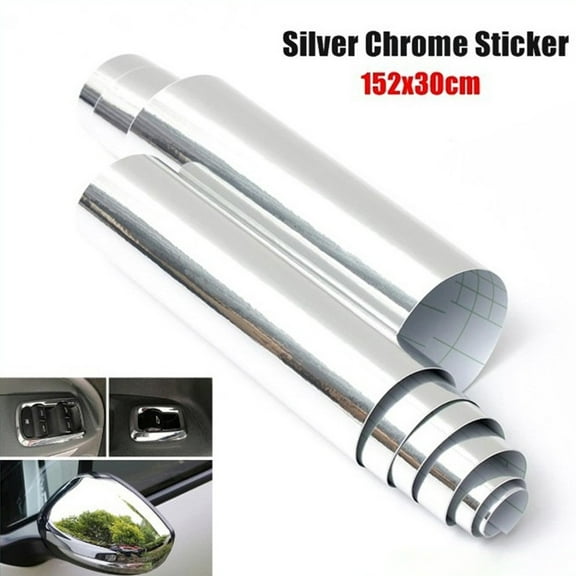 30*152CM Car Silver Chrome Vinyl Film Wrap Sticker Decal Air Bubble
