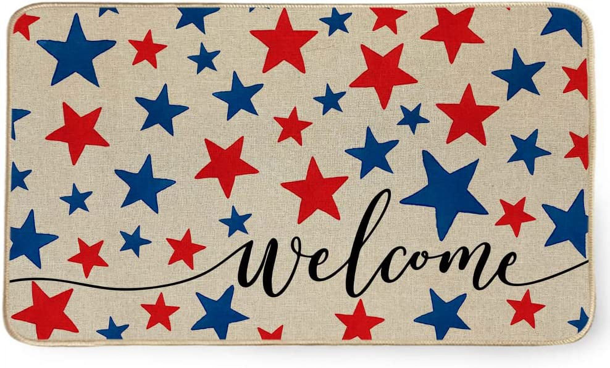 30*17inches 4th of July Patriotic Door Mat Stars Decorative