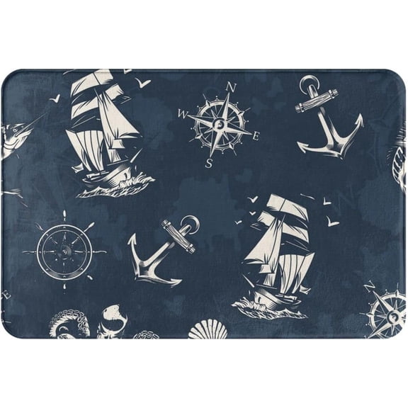 30*17inches Doormat Sea and Nautical Indoor Decoration Floor Mat Rug Non-Slip Entrance Indoor Bathmat Kitchen Home Rugs Rubber
