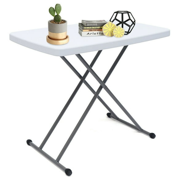 30*20" White Metal Folding Table Lifter Desk Adjustable