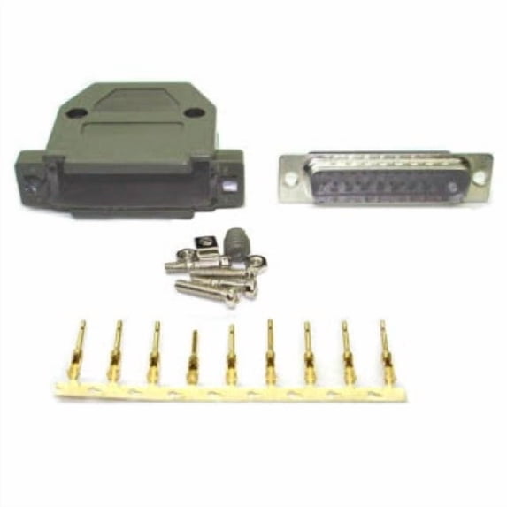30-212P-1 - DB25M CRIMP W/PLASTIC HOOD GREY AND PINS