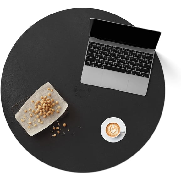 30/24/20/18 Inches Round Table Mat - Cork Leather Placemats - Suitable as Side Dining Coffee Table Cover (Black)