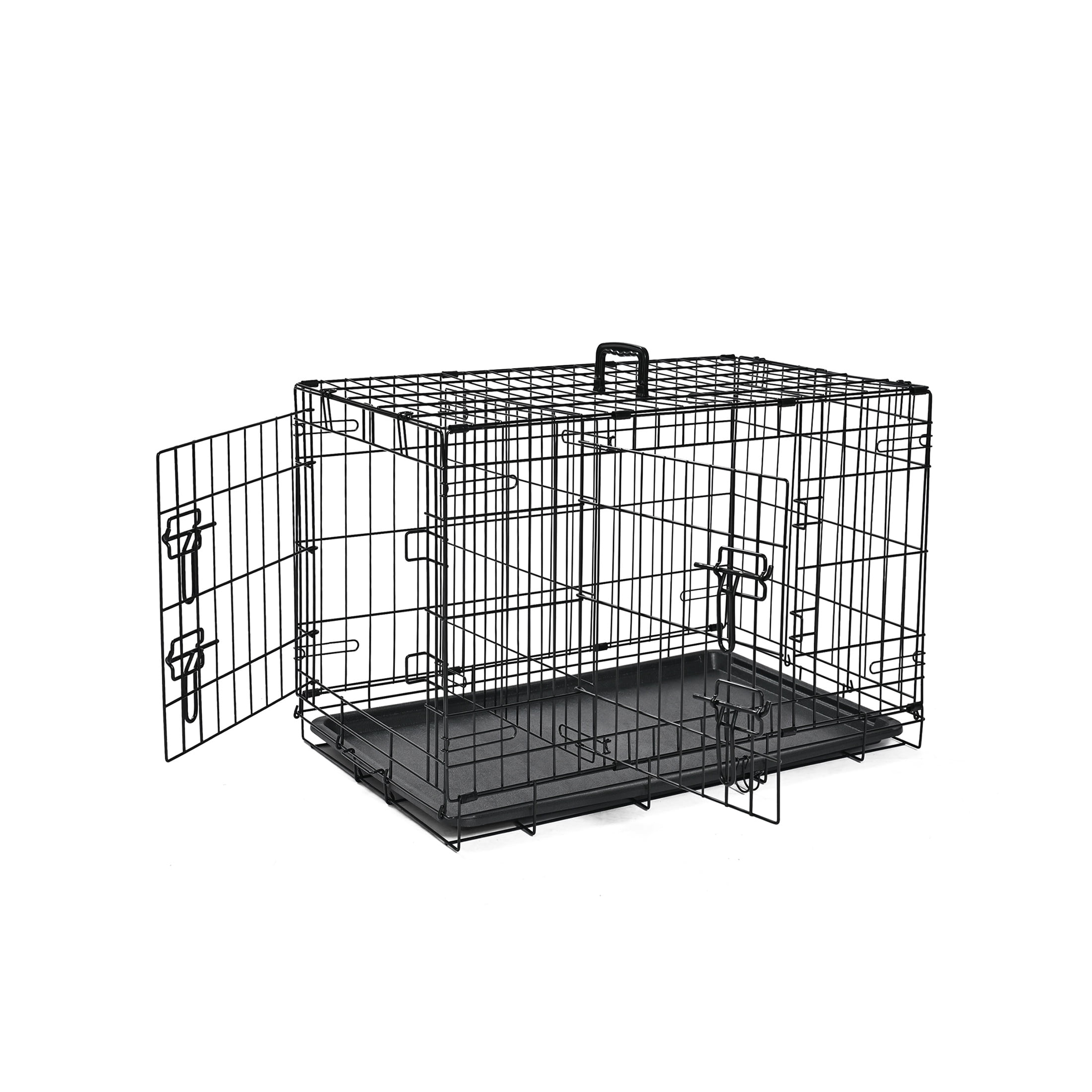 ABC Pet Folding Metal Dog Crate, Durable Double-Door Wire Pet Kennel with Leak-Proof Tray,30x18x19.5inch