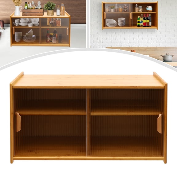 30.3*11*15.4in Modern Kitchen Pantry Cabinet with Doors Wall Mounted Countertop Cupboard 2-Tier