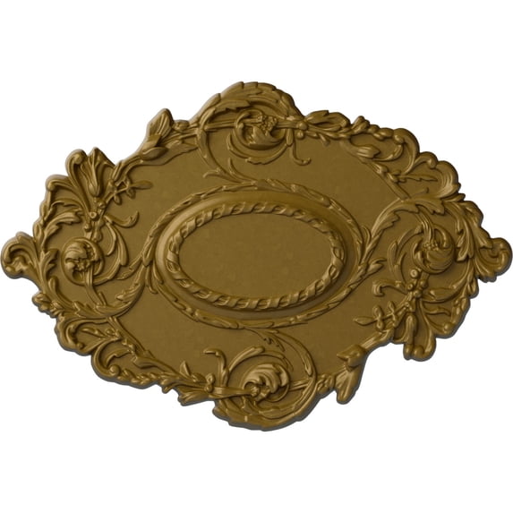30 3/8"W x 20 3/4"H x 1"P Kinsley Flowing Leaf Ceiling Medallion, Hand-Painted Gold