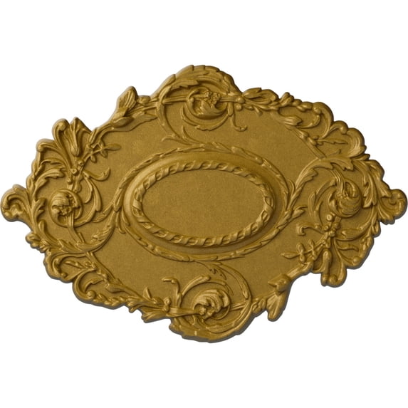 30 3/8"W x 20 3/4"H x 1"P Kinsley Flowing Leaf Ceiling Medallion, Hand-Painted Pharaohs Gold