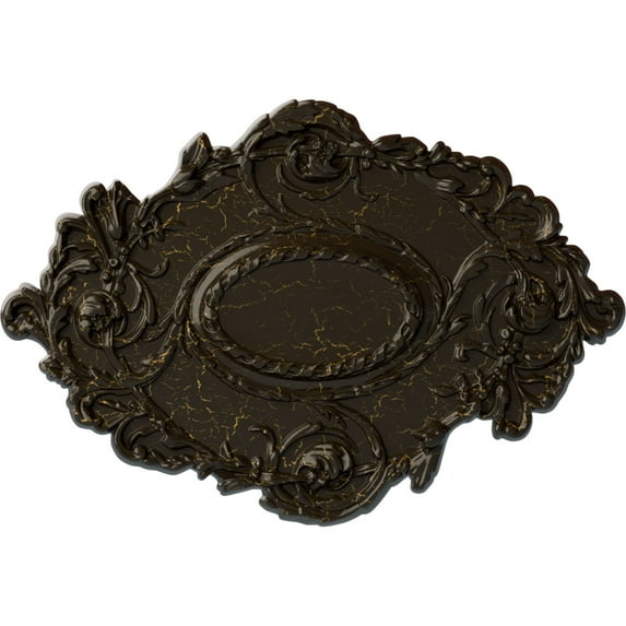 30 3/8"W x 20 3/4"H x 1"P Kinsley Flowing Leaf Ceiling Medallion, Hand-Painted Stone Hearth Crackle
