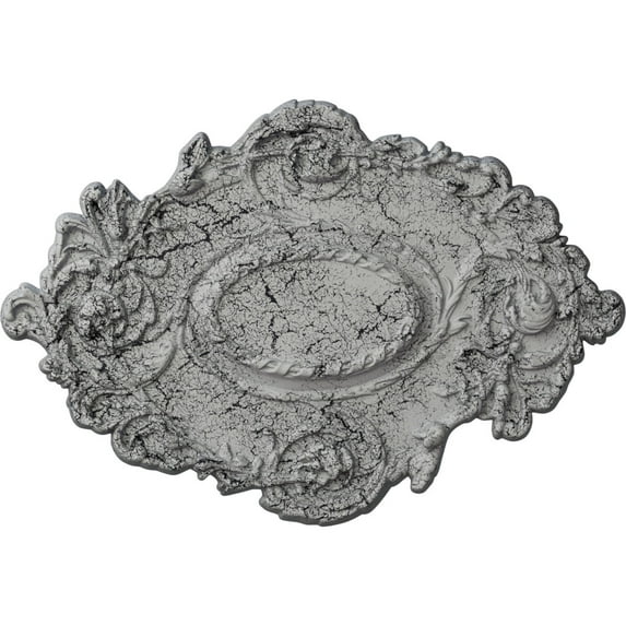 30 3/8"W x 20 3/4"H x 1"P Kinsley Flowing Leaf Ceiling Medallion, Hand-Painted Ultra Pure White Crackle