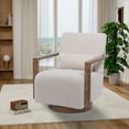 thumbnail image 1 of 30.3"W Swivel Modern Upholstered Accent Chair with Solid Wood Armrests,Side Armchair with 360 Degree Rotation for Hotel,Bedroom,Living Room,Office,and Nursery Room,Beige, 1 of 1