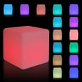 thumbnail image 1 of 30*30*30cm 5V RGB 16-Color Changing LED Light Up Furniture Chair Cube Stool Night Light & Remote Control, 1 of 19