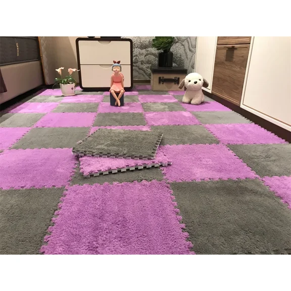 30*30CM Soft Plush Children Kids Rug Play Mat Puzzle Carpet Warm Playmat Interlocking Exercise Tiles Floor Carpet Decoration Mat