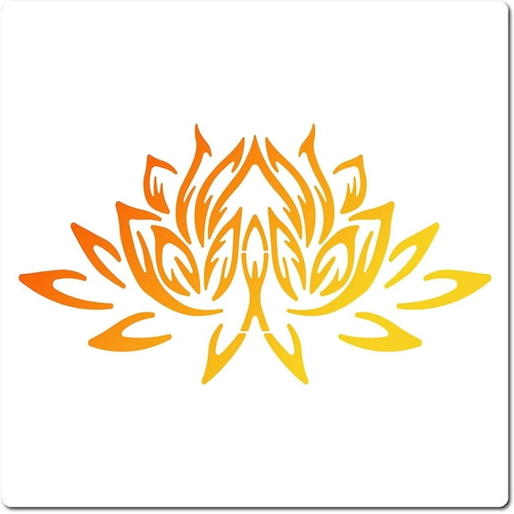 3030cm Large Lotus Wall Stencil Plastic Flower Pattern Template Reusable Sign Square Stencils for On Wall Scrapbook Card Floor and Tile Drawing White DIY