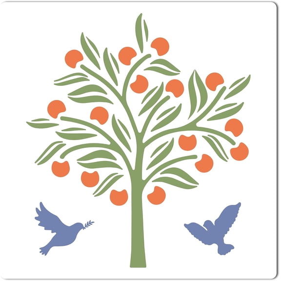 3030cm Tree of Life Stencil Bird Template Large Reusable Sign Square Furniture Plastic Stencils for Painting on Wood Wall Scrapbooking Card Floor DIY Home Crafts