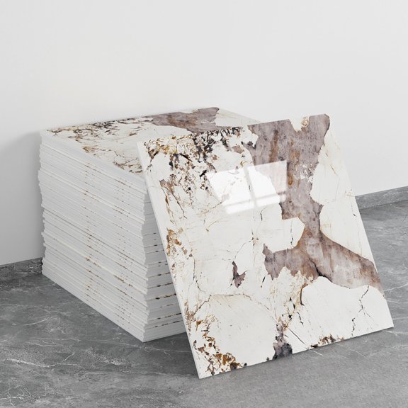 30*30cm Waterproof Imitation Tile Marble Stickers Self-Adhesive Wall Stickers Gold Foil Decorative Wallpaper (10 Pieces)