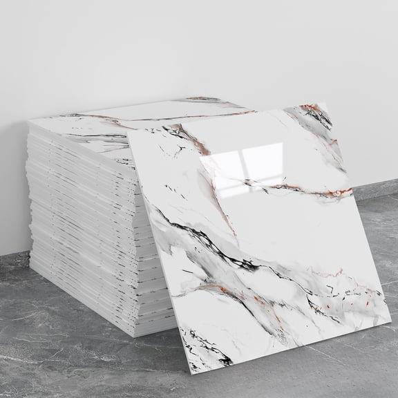30*30cm Waterproof Imitation Tile Marble Stickers Self-Adhesive Wall Stickers Gold Foil Decorative Wallpaper (10 Pieces)