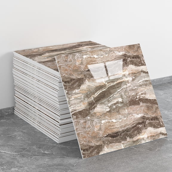 30*30cm Waterproof Imitation Tile Marble Stickers Self-Adhesive Wall Stickers Gold Foil Decorative Wallpaper (10 Pieces)