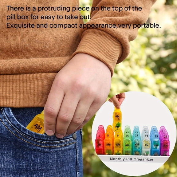 30/31-Day Monthly Pill Organizer 2x/Day (AM/PM) | Small Separate Compartments, Cute & Portable | For Vitamins/Fish Oil | Travel/Daily Pill Tracker