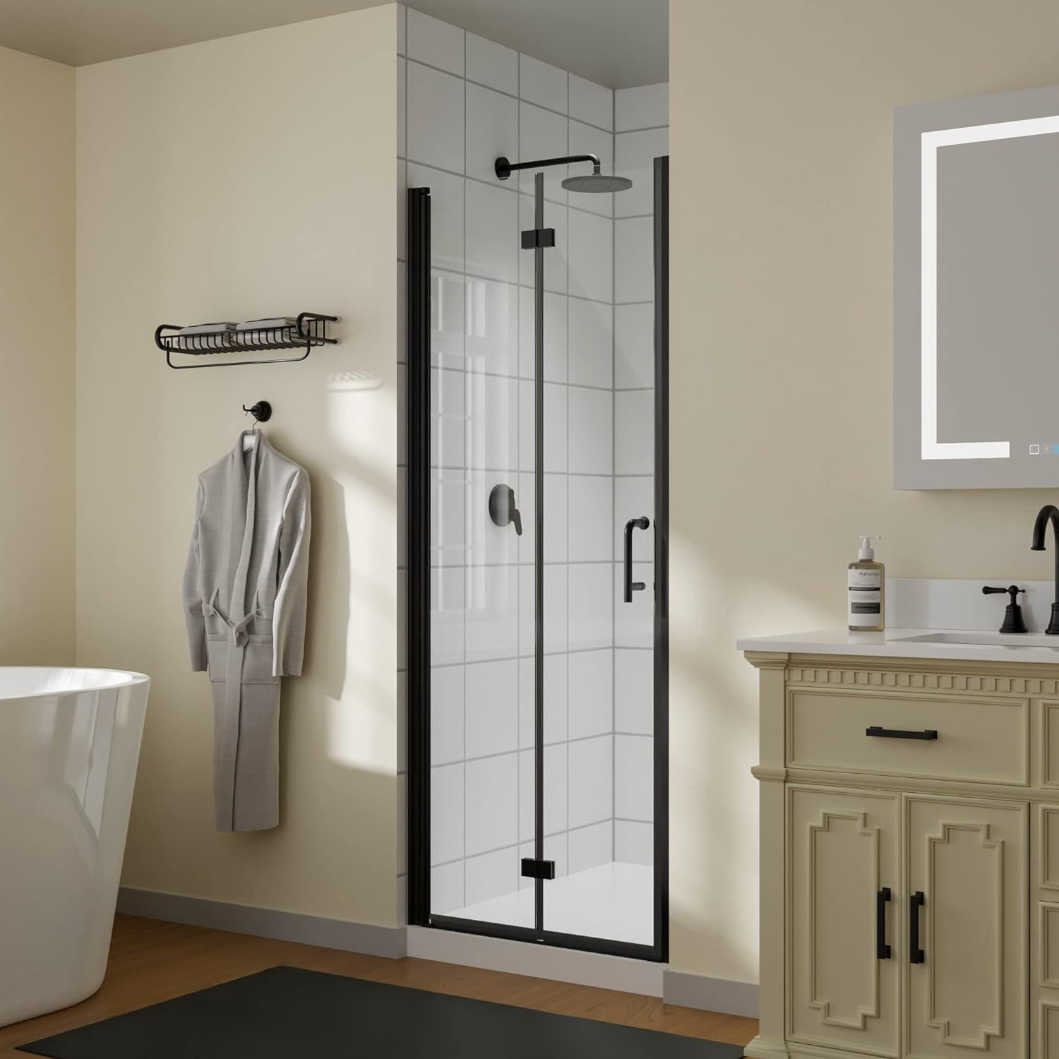 3031" W x 72" H BiFold SemiFrameless Shower Doors, 1/4 in Thick